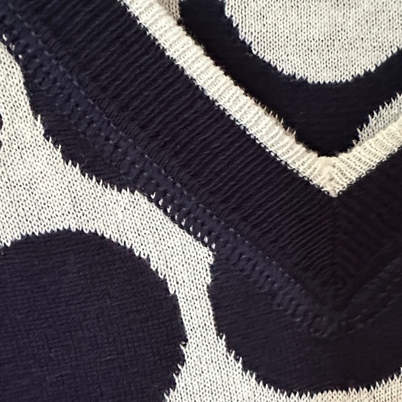 CAbi | Volley Reversible Navy and White Polka Dot Short Sleeve Pullover Sweater - Picture 9 of 16